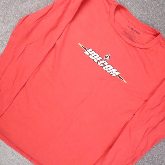 Volcom Cheezmoso Spellout Logo Medium Red Long Sleeve T-Shirt - Picture 7 of 9